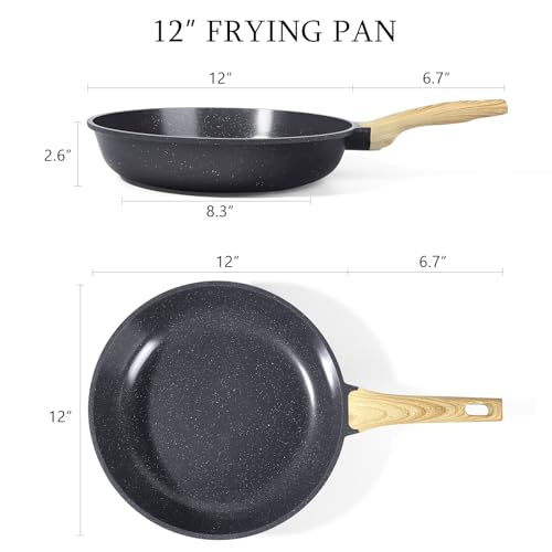 Image of GiPP Ceramic Nonstick Frying Pan - 12 Inch Healthy Non-Toxic Non Stick Skillet Omelette Pans, Induction Compatible Chef Pan, PFAS & PFOA-Free, Dishwasher Safe, Stay Cool Handles