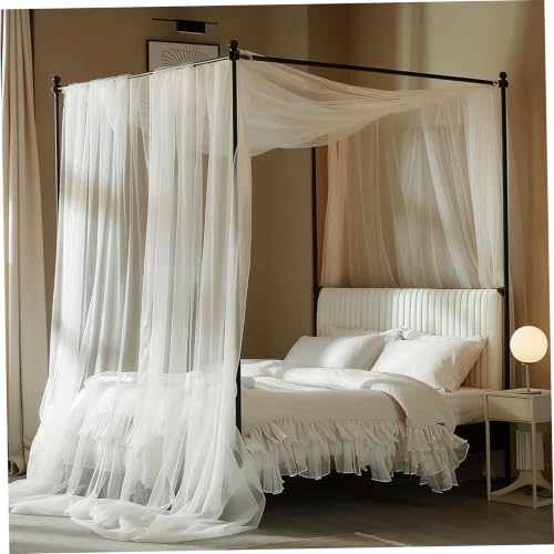 Cortinas transparentes con dosel para cama que transforman dormitorios aburridos 8