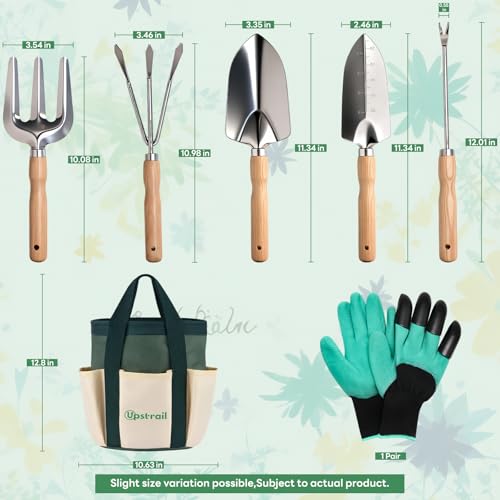 Set de herramientas de jardinería inoxidable con 7 piezas y bolsa miniatura 2