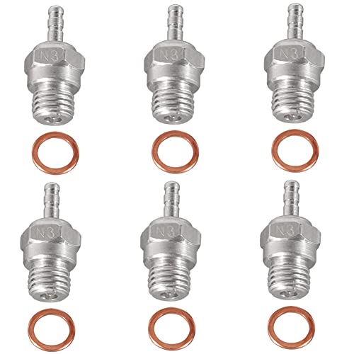 Weishuji Hot Glow Plug, Hot Glow Plug N3, Spark Glow Plug, N3 Super Duty Spark Engine Parts For Traxxas Kyosho Hsp Hpi Redcat 1/8 1:10Th Rc Car Truck Buggy, Silver (6-Pack) #TOP21