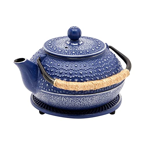 Juvale Cast Iron Teapot with Infuser - Blue, 27 oz (800 mL) - Stovetop Tea Kettle for Loose Leaf Tea - Includes Stainless Steel Infuser & Trivet by Juvale - Used condition - Image 9