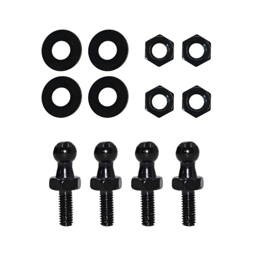 Norkmdi 4PCS Car 10mm Ball Stud with Hardware, M6 Long Shank Carbon Steel Ball Screw for Gas Strut Lift Support End Fitting, 10mm Gas Lift Support Hardware Kit, Universal for Most Vehicles