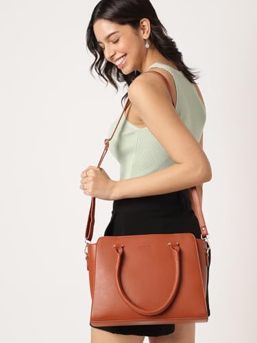 Image of Fastrack Solid Classic Satchel Bag for Women, Girls and Ladies | Made up of Premium Faux Leather | Fits Upto 11 inch iPad or Tablet