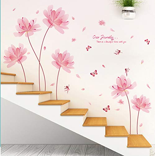 BuerHomie Wandtattoo Wohnzimmer, Blumen und Schmetterlinge Wandsticker, klebend und ablösbar, Dekoration für Wohnzimmer, Schlafzimmer