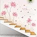 Buer Homie Flower and Butterflies Wall Stickers for Adults, Pink Flower Wall Decals Decoration for Girls Bedroom, Pink Decor for Nursery Room, Floral Butterfly Wall Decor Peel and Stick for Bedroom