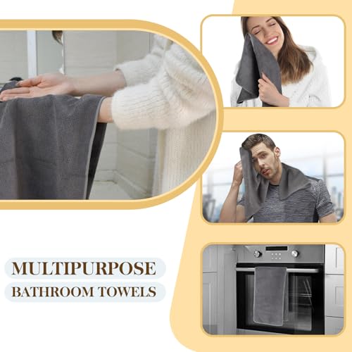 KinHwa 2er-Pack mikrofaser Handtuch (40 x 70 cm) – Weich, hochsaugfähig & schnell trocknend handtücher（Grau）