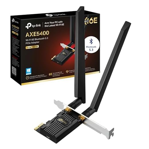 TP-Link Archer TXE72E AXE5400 Wi-Fi 6E Bluetooth 5.3 PCIe Adapter(6 GHz 2402 Mbps,5 GHz 2402 Mbps,2.4 GHz,574 Mbps, Bluetooth 5.3, WPA3-Verschlüsselungsstandards,High-Gain-Antennen)