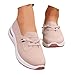 Womens Orthopedic Sneakers Lightweight Breathable Mesh Knitted Woven Low Top Walking Shoes Summer Comfortable Wide Width Soft Sole Slip On Sneakers with Arch Support Pink