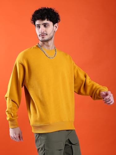 Image of The Indian Garage Co Men Oversized Solid Crew Neck Overhead Sweatshirt