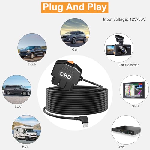 Cable OBD tipo C de 3,5 m para cámara de salpicadero con interruptor Acc 6