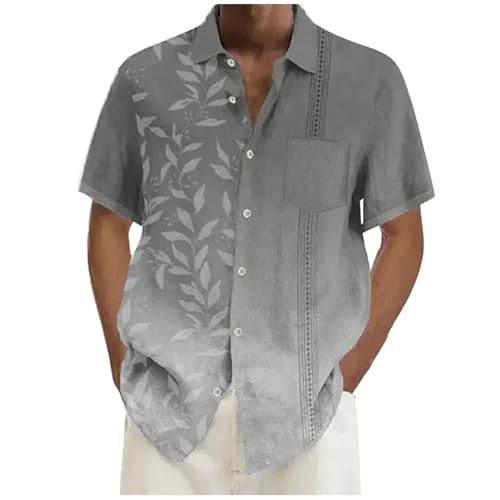 Camisa de ocio para hombre de manga corta y ajuste cómodo, camisa de playa para hombre, manga corta, deportiva, camisa de lino, corte clásico, camisa de hombre, camisa hawaiana suave, sudaderas de