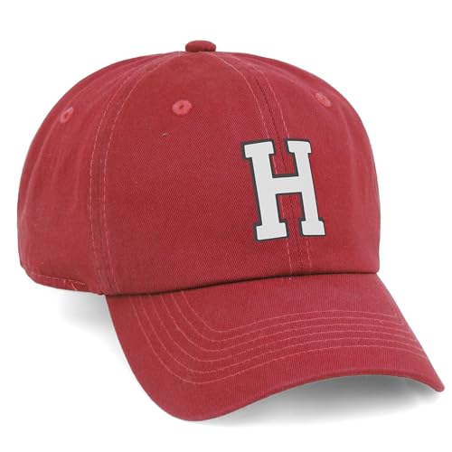 Customized Letter Intial Baseball Hat A to Z Team Colors, Red Cap Black White Letter H