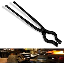 17" V-Bit Bolt Knife Making Tongs, Blacksmith Bladesmith Anvil Forge Assembled Wolf Jaw Tongs for Beginner & Seasoned Blacksmiths