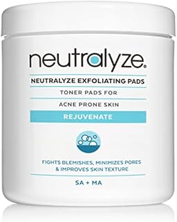 Neutralyze Exfoliating Acne Pads - Maximum Strength, Dual Textured Acne Wipes - Medical Grade 2% Mandelic Acid & Salicylic Acid Pads - Face & Back Acne Treatment for Teens & Adults (100 Acne Pads)