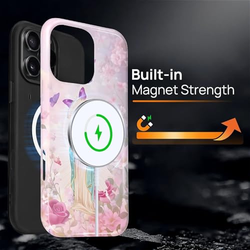 Coque rigide iPhone 16 Pro silicone MagSafe déesse florale - 3