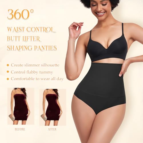 Image of Werena Women Tummy Control Shapewear Panties Shaping Underwear High Waist Body Shaper(#386 Basic Black, XXX-Large)