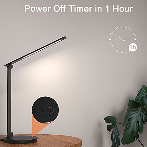 USB Charging LED Desk Lamp with Touch Control & Dimmable Features for Home Office & Bedroom