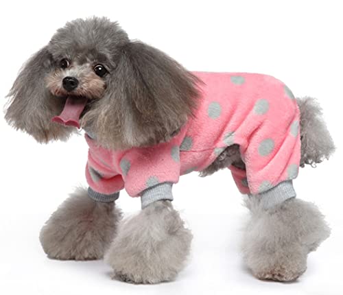 XIAOYU Cute Dot Pattern Dog Pajamas Costumes Pet Clothes Cat Apparel Shirt Winter Holiday Cute Pjs Outfits for Small Pets Pink, XL - Image 3