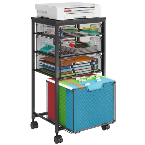 Sbanmao Rolling File Cart with 4 Storage Drawers,...