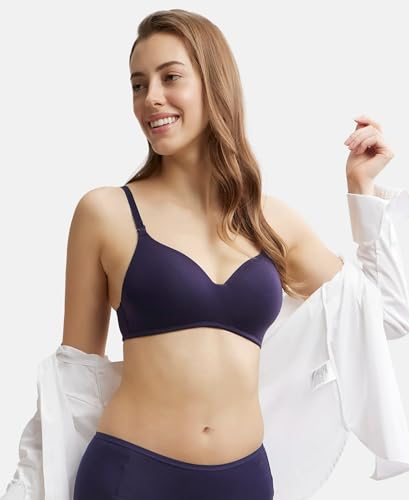 Image of Jockey JW11 Women Wirefree Padded Tencel Lyocell Elastane Stretch Full Coverage Multiway T-Shirt Bra with Adjustable Straps