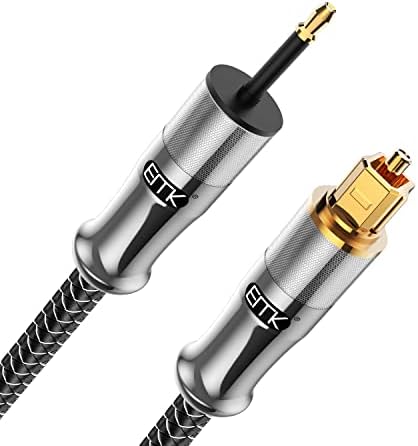 24-karatowy pozłacany kabel Toslink do mini Toslink EMK cyfrowy optyczny kabel audio 3,5 mm mini kabel optyczny do kina domowego, soundbar (3 m, 3,5 mm mini Toslink, srebrny)