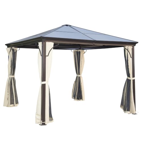 Outsunny Luxus Pavillon Gartenpavillon Alu Partyzelt Gartenzelt...