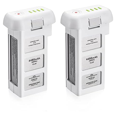 2-Pack Phantom 3 Battery, 15.2V 4480mAh Intelligent Flight Battery for DJI Phantom 3 Standard, DJI Phantom 3 Pro, DJI Phantom 3 Advanced, DJI Phantom 3 4K, DJI Phantom 3 SE Drone Cover