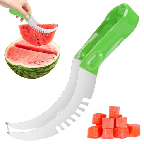 Cortador de sandía, 2024 nuevo cortador de melón de sandía, cortador de melón de acero inoxidable, cortador de frutas seguro, utensilio de cocina, cuchillo de melón para sandía, papaya cantaloupe