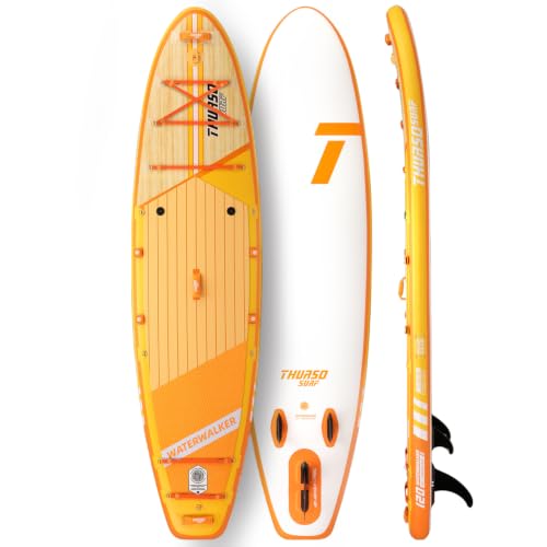 THURSO SURF Waterwalker 120 10 ft Paddle Board Inflatable Stand Up Paddleboard All-Around SUP Board | Woven Drop-Stitch | Fusion PVC | Welded Rail | Lightweight & Rigid Tangerine