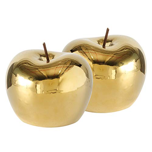 WHW Whole House Worlds Crosby Street - Manzanas doradas, juego de 2 unidades, porcelana, esmalte dorado de alta combustión, tallo de alambre doblable, color marrón rústico Cover