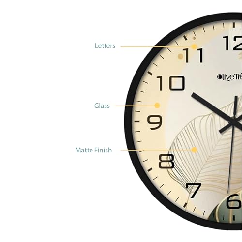 Image of Olive Tree Wall Clock 12 inch Decorative Plastic Wall Clock TIK-TIK Movement Classic Battery Operated Round Easy to Read for Room /Home /Kitchen /Bedroom /Office /School - 9055