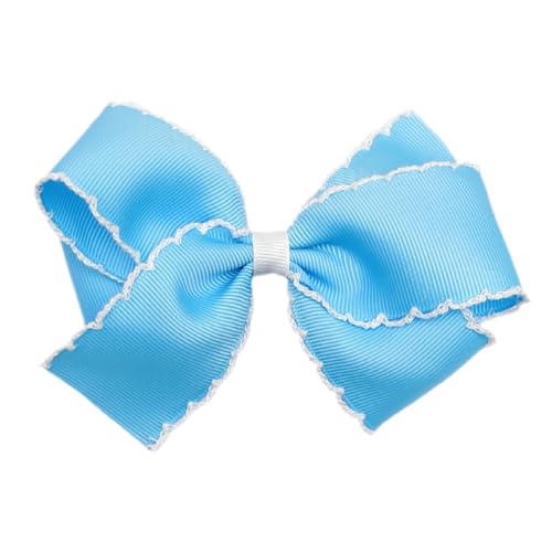 Pinzas para cabello con moño de 4.7 pulgadas para niñas, color verde, azul royal y azul cielo miniatura 3