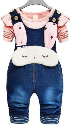 CHUMHEY Baby Pant Set,Toddler Overall Set,Little Girl Overall Shirt Cute Cartoon