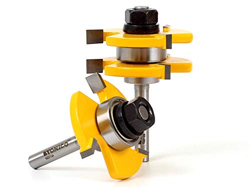 Yonico 15221Q Tongue And Groove Router Bits Set Up To 3/4-Inch Stock 1/2 Inch Cutting Depth 2 Bit Set 1/4-Inch Shank For Edge-To-Edge Hardwood Flooring, Paneling, Cabinet Door, Plywood Sheathing 15221Q thumb #1