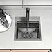 Blck Bar Kitchen Sink Drop in Workstation Sink 15 inch 16 Gauge - Craena,15x15 Inch Stainless Steel Sink Topmount Kitchen Sink Single Bowl