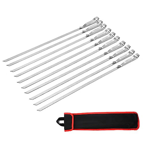 Bafnsiji Spiedini da 16 Pollici per Barbecue, 10 spiedini di Kebab, spiedini per Barbecue in Acciaio Inossidabile, Bastoncini di spiedo in Metallo riutilizzabili Piatti, Adatti per Barbecue, Cocktail