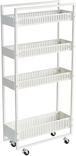 QIAOLI Carrito de barra de 4 niveles con 4 ruedas y 4 niveles, estantes de almacenamiento, barra rodante de metal, carrito de servir para cocina,