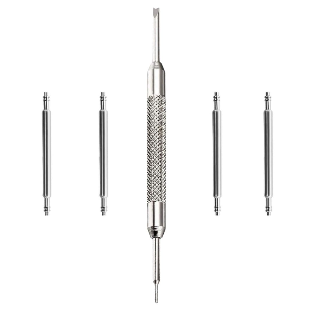 Buckle & Stitch 1.5mm Spring Bars with Tool | 19 mm | 4 Premium Waterproof Stainless Steel Pins | For Watch and Strap Repair | Replacement Set | Ideal for Most Watch Bands and Bracelets (19mm)