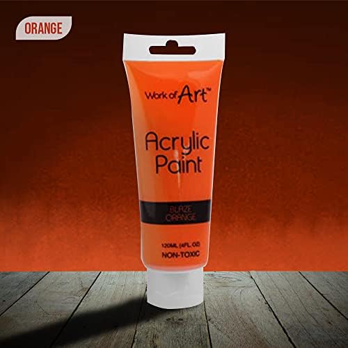 KARRMA. Acrylic Paint 8 Tubes of Assorted Colour - 120ml Tubes Black,Blue,Brown,Green,Orange,Red,White,Yellow.Suitable for use on paper/ canvas/ card/ board/ wood etc
