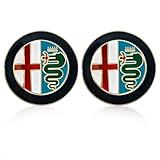 PRAOFRT 2 Pièces Qualité Étanche Capuchons Badge Logo,Compatible avec Alfa Romeo, Capots avant et Arrière 74 mm,Emblèmes Métalliques, Accessoires avec logo Automobile (Doré)