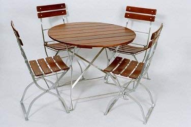 Kunibert Biergartengarnitur Terrassengarnitur Gartengarnitur Modell Brauerei rund 1 A Brauereiqualität 1 Tisch rund 90cm + 4 Stühle