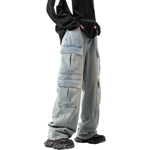 Grunge Emo Pants Y2k Baggy Jeans Fashion Denim Cargo Pants Japanese High Street Pants Multi Pocket Pants for Men 6