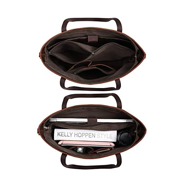 S-ZONE Vintage Genuine Leather Shoulder Bag Work Totes for Women Purse Handbag with Back - Image 5