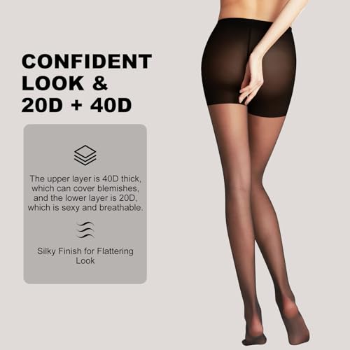 Medias negras de 20 denier transparentes elásticas resistentes pack mujer x5 3