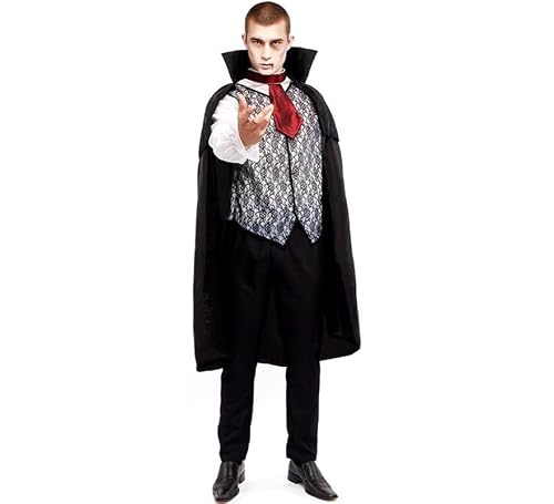 Partilandia Disfraz de Vampiro Negro para hombre Talla L hombre