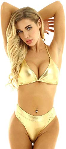 WILDSELFWomen Two Piece Spandex Golden (Bra, Panty) Lingerie Set (Free Size)