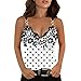Xmiral Maglietta da Donna Elegante con Cinturino Senza Spalline Maglietta Senza Maniche con Spalla Fredda Sexy con Scollo a V in Pizzo Maglietta Allentata Maglia Scollo Ampio (L,Bianco)