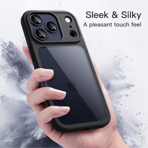 Image of JETech Case for iPhone 17 Pro 6.3-Inch, Shockproof Phone Bumper Cover, Solid Color Matte TPU Frame, Anti-Scratch Clear Back (Black)
