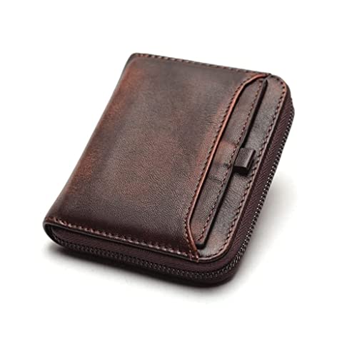 Wallet Vintage Women's Leather Wallet Large Capacity Classic Card Holder Casual Fashion Coins Pocket Short Coin Purses Tear-Resistant,Coffee,9x11cm