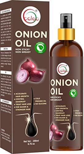 Caleo Onion Hair Oil 200ml for Hair growth, Control Dandruff with Paraben Free Onion Oil, Olive Oil, Coconut Oil, Almond Oil extracts